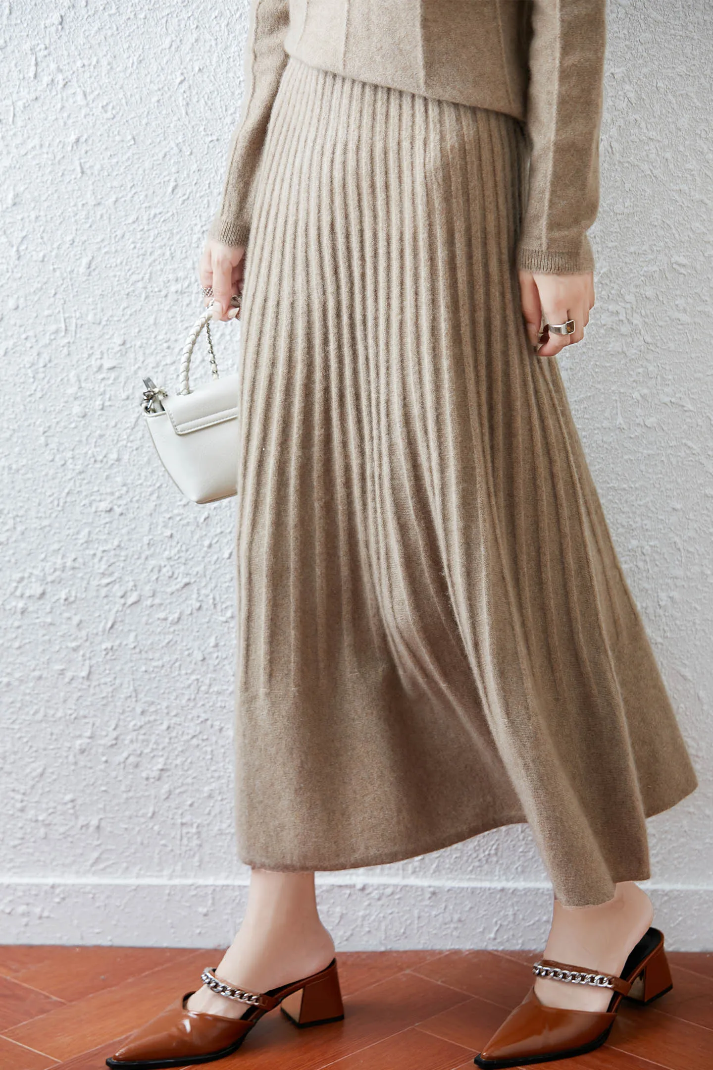 Élégant automne hiver femme jupe de luxe femme 100% laine mérinos tricots nouvelle mode dames vêtements bas solide tenue décontractée