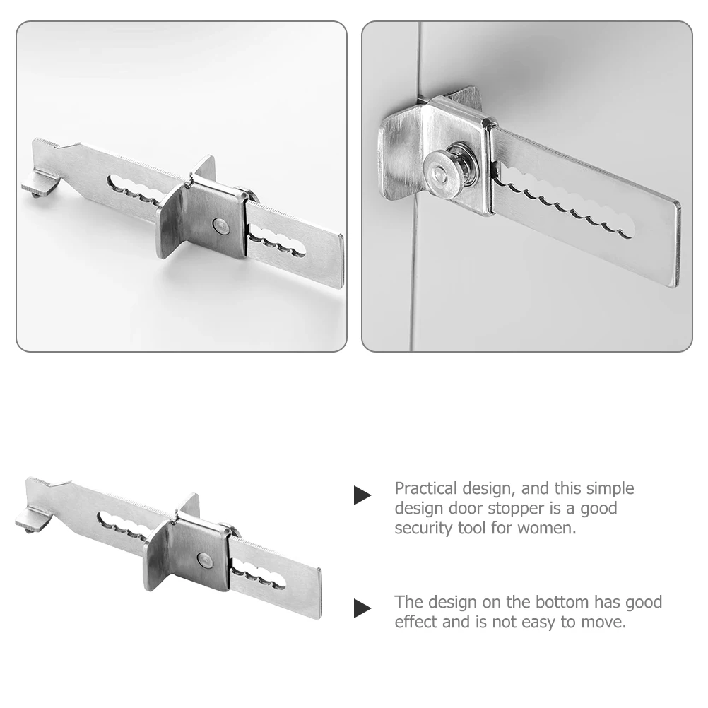 

Stainless Steel Door Stopper Heavy Duty Metal Security Tool Anti-Collision No Drilling Compact Light Weight Floor Tile for Women