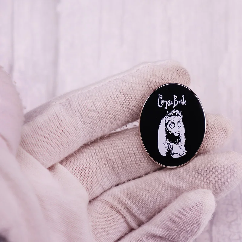 Corpse Bride Emily Comic Enamel Pin Gothic Girl Halloween Decor Brooch Horror Movie Jewelry view 4