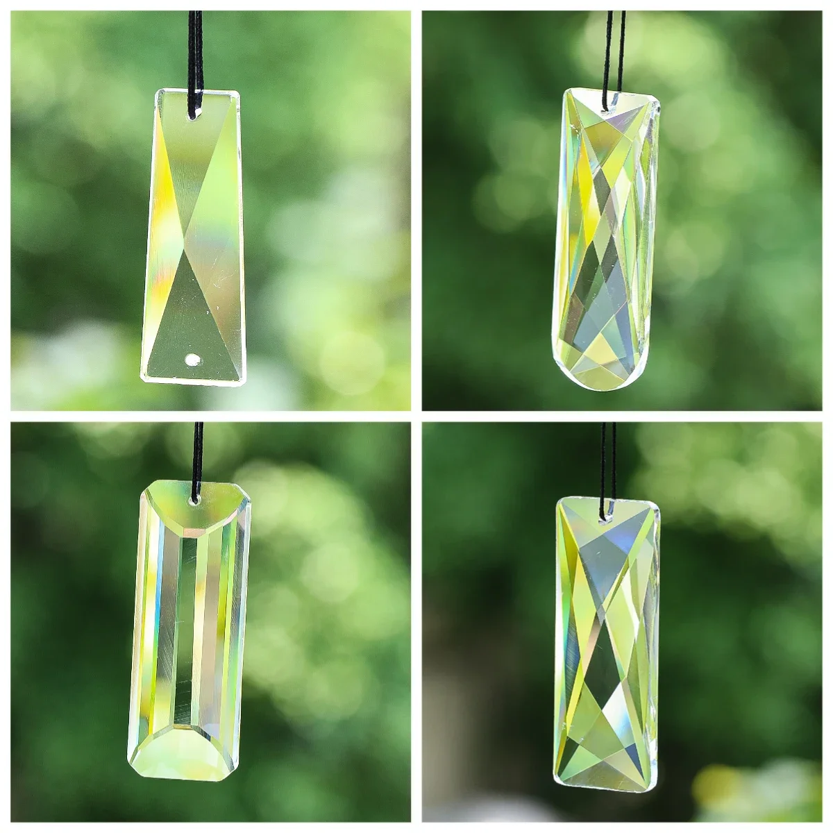 Rectangle Crystal Suncatcher Stick Prism DIY Wind Chimes Hanging Rainbow Maker Chandelier Lamp Parts Pendant Window Garden Decor