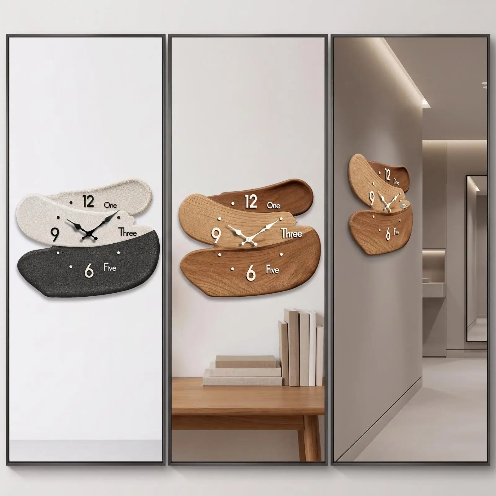 Geometric Wooden Wall Clock with Clear Number Markers for Contemporary Living Room Accent