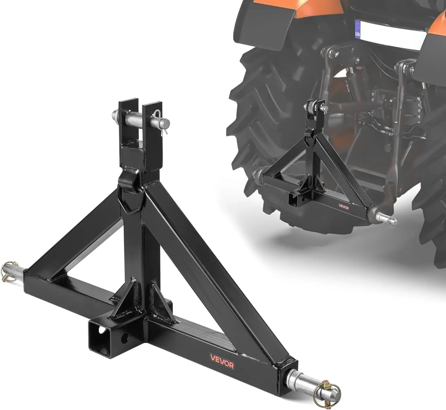 Agricultural Tractor Towing, Steel, Black, 3,000 lbs Capacity, 3 Point Hitch Receiver for Multiple Tractor Models