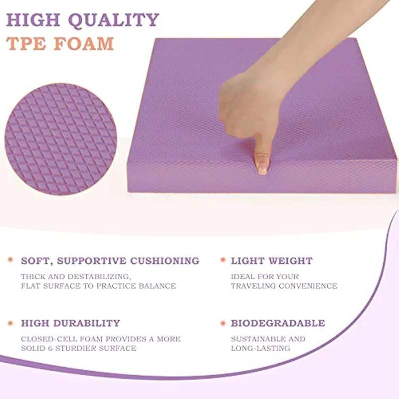 TPE Yoga Mat Soft Thickened Exercise Pad Foam Balance Cushion Gym Pilates Block for Stability Strength Training Physical Therapy