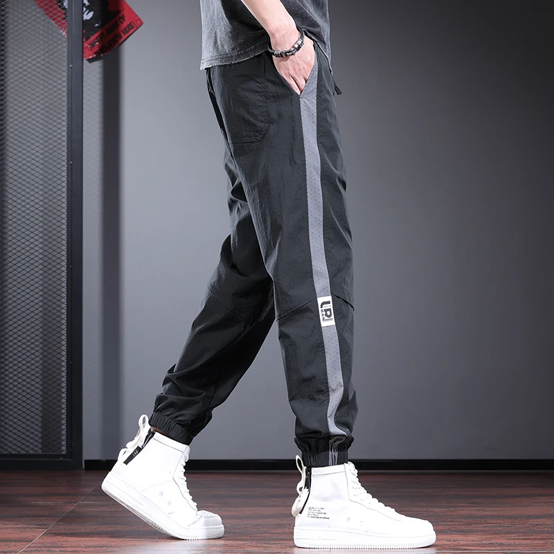 

Summer Thin Casual Pants Men's Trendy Brand Design Harlan Stripe Qui Dry Sports Briti Sle Haome Cuffed Trousers