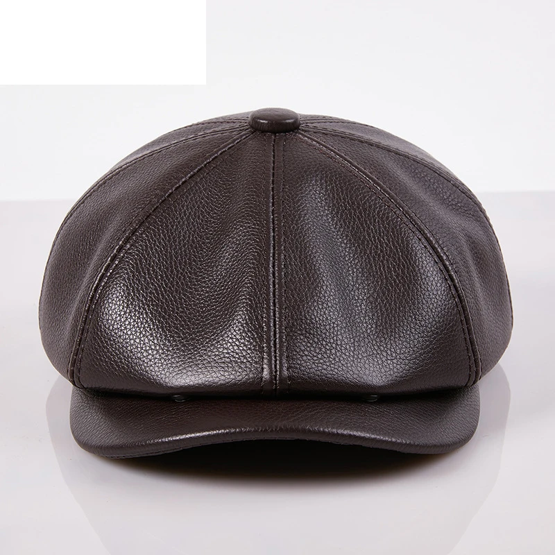 

Unisex Leather Beret Fashion 8 Piece Newspaper Boy Hat Vintage Soft Pointed Baker Boys Hat Gentleman Wear Hat