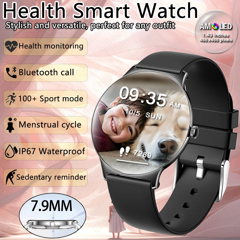 

Новые умные часы с мониторингом сердечного ритма, управлением женским здоровьем, отслеживанием сна, уровня кислорода в крови, спортивными режимами, Bluetooth-вызовами, для женщин