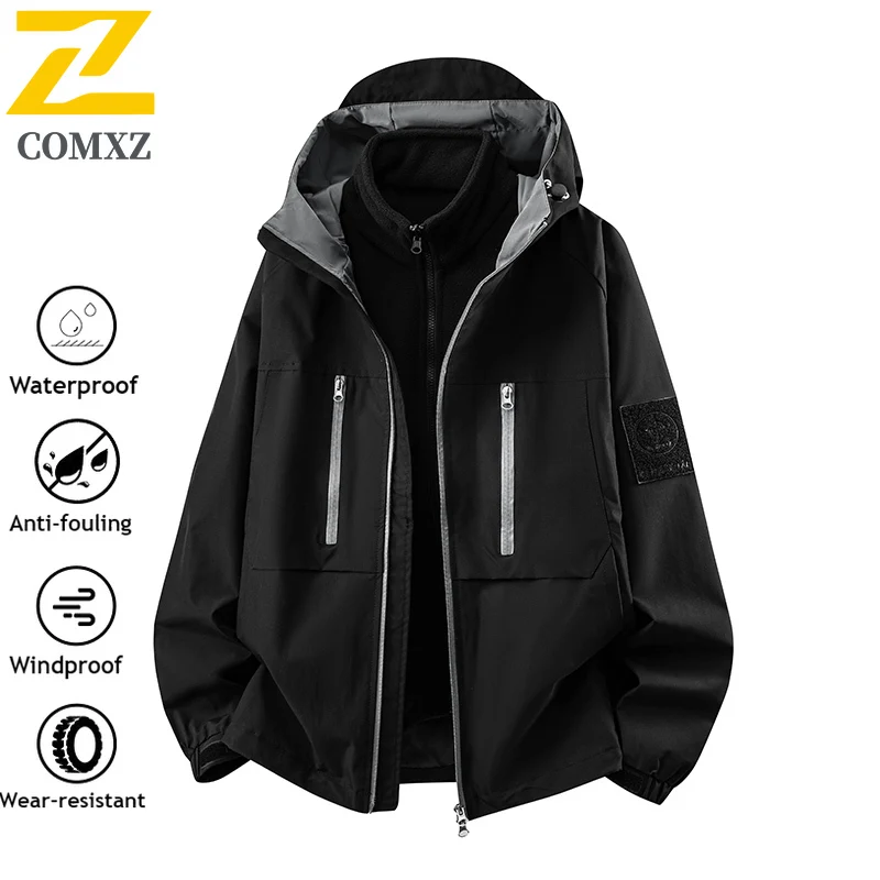 

Men's Functional Jacket Multi-Pocket Hooded Mountaineering Waterproof Wear-Resistant Work Jacket Fashionable Men's Windbreaker