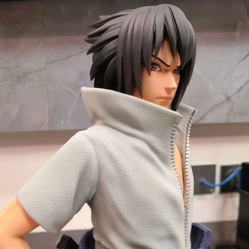 33cm figura dos desenhos animados uchiha sasuke pode brilhar estátua de duas cabeças gk anime coleção modelo pvc ornamentos de mesa presentes de férias brinquedo