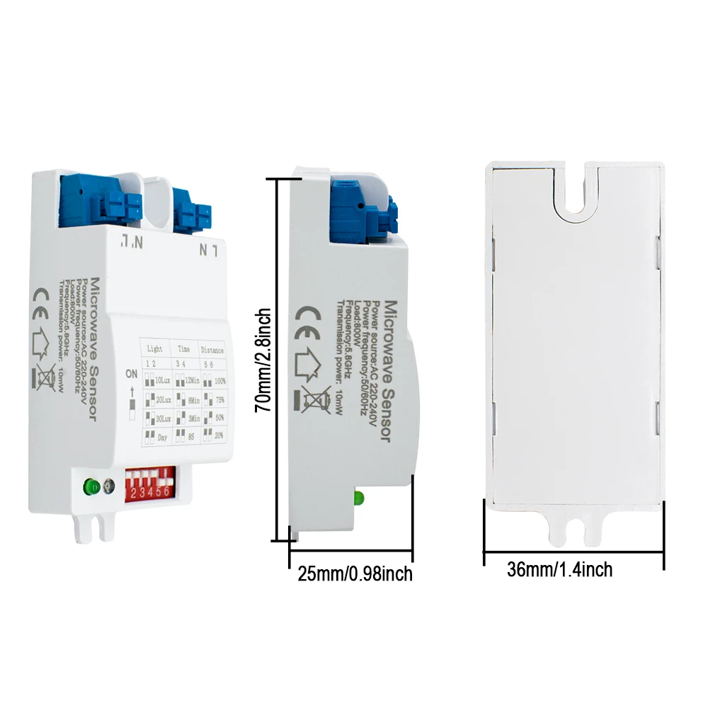 5.8GHz Microwave Radar Motion Sensor Human Motion Detector Sensor Switch AC 90-265V for Home Automation Sensor Lighting