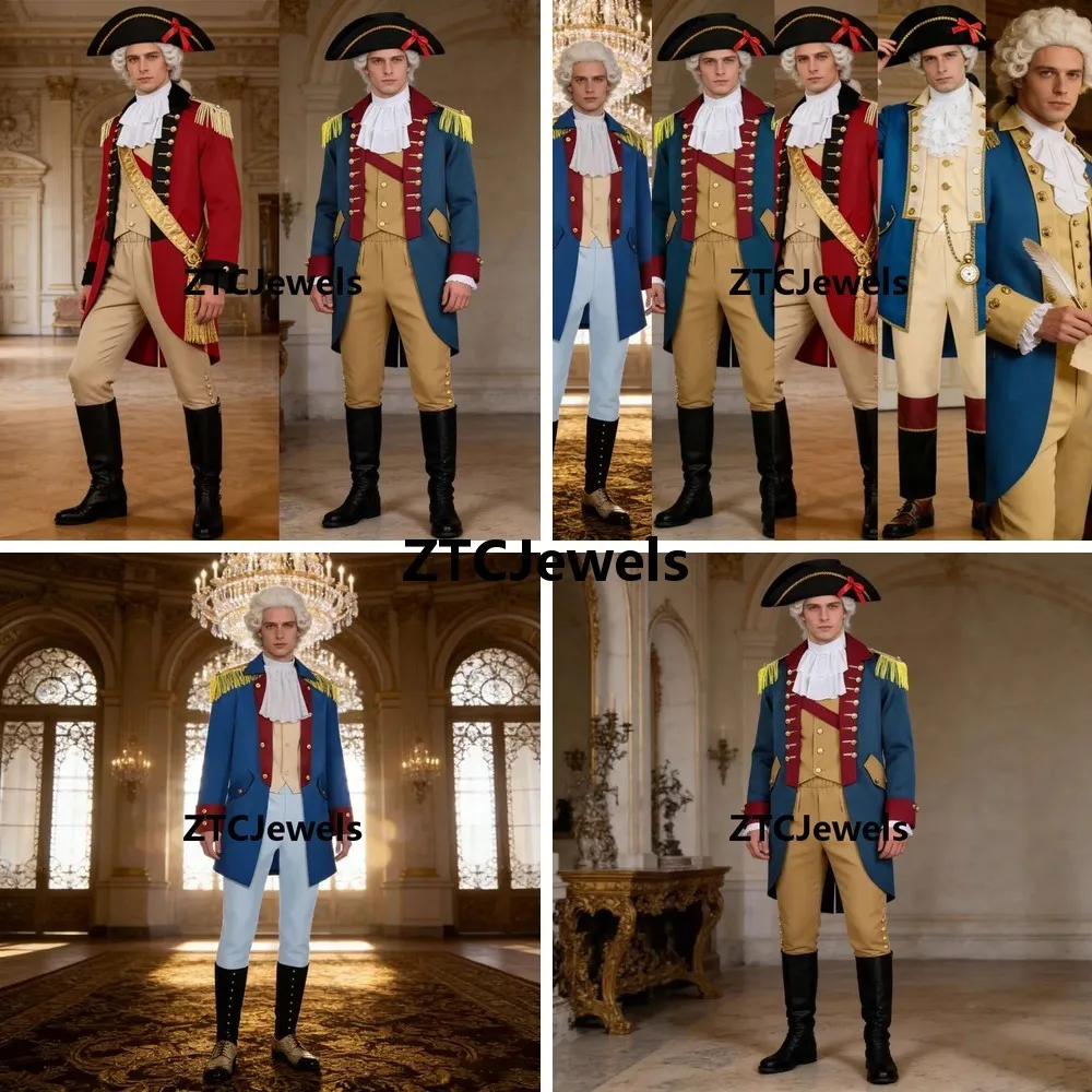 

George Washington Cosplay Costume Colonial President Military Uniform Suit Halloween Carnival Party Outfit