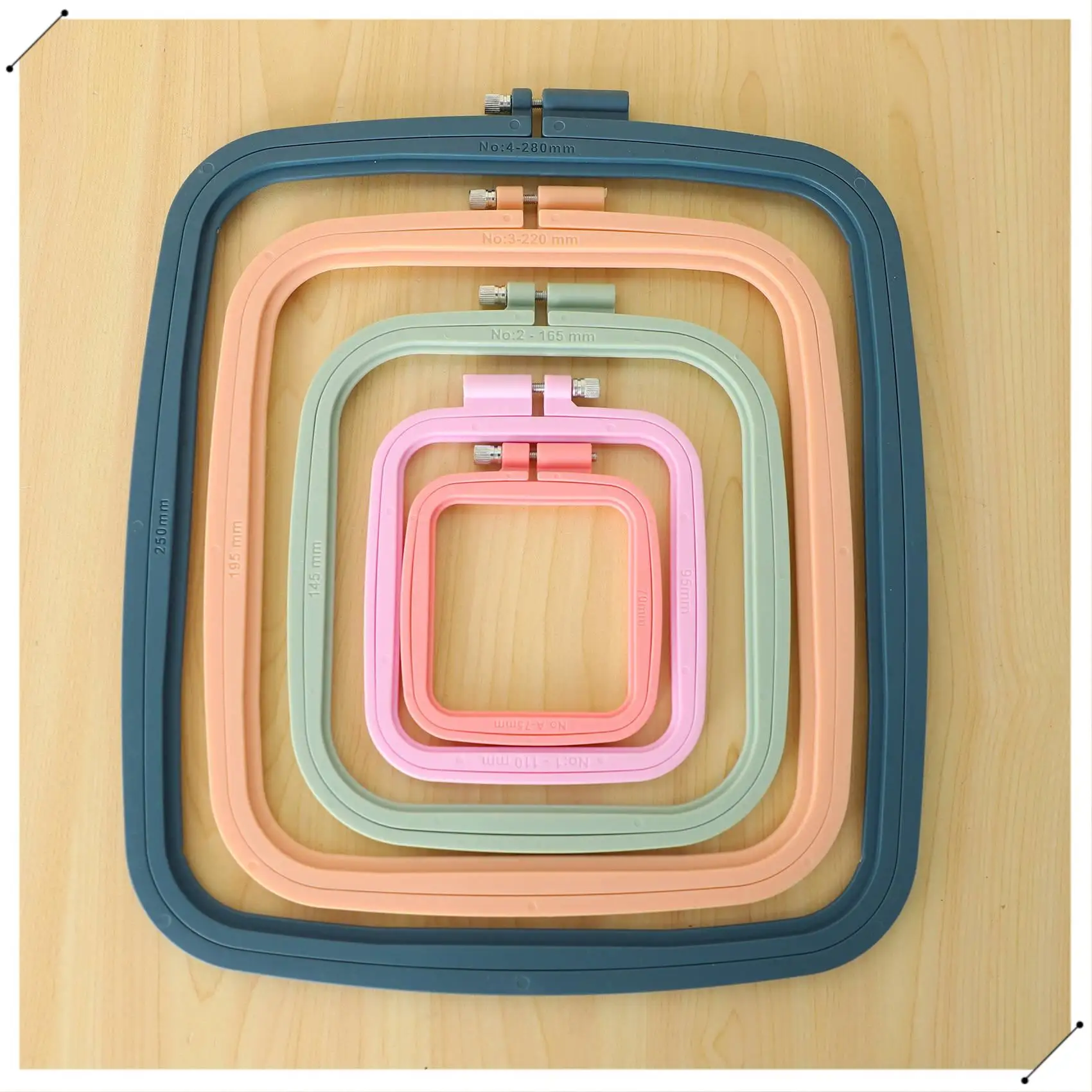 5 Pcs Embroidery Hoop Rectangle Embroidery Frame Cross Stitch Hoop Sewing Tool For Art Craft Handy Sewing,With Needles