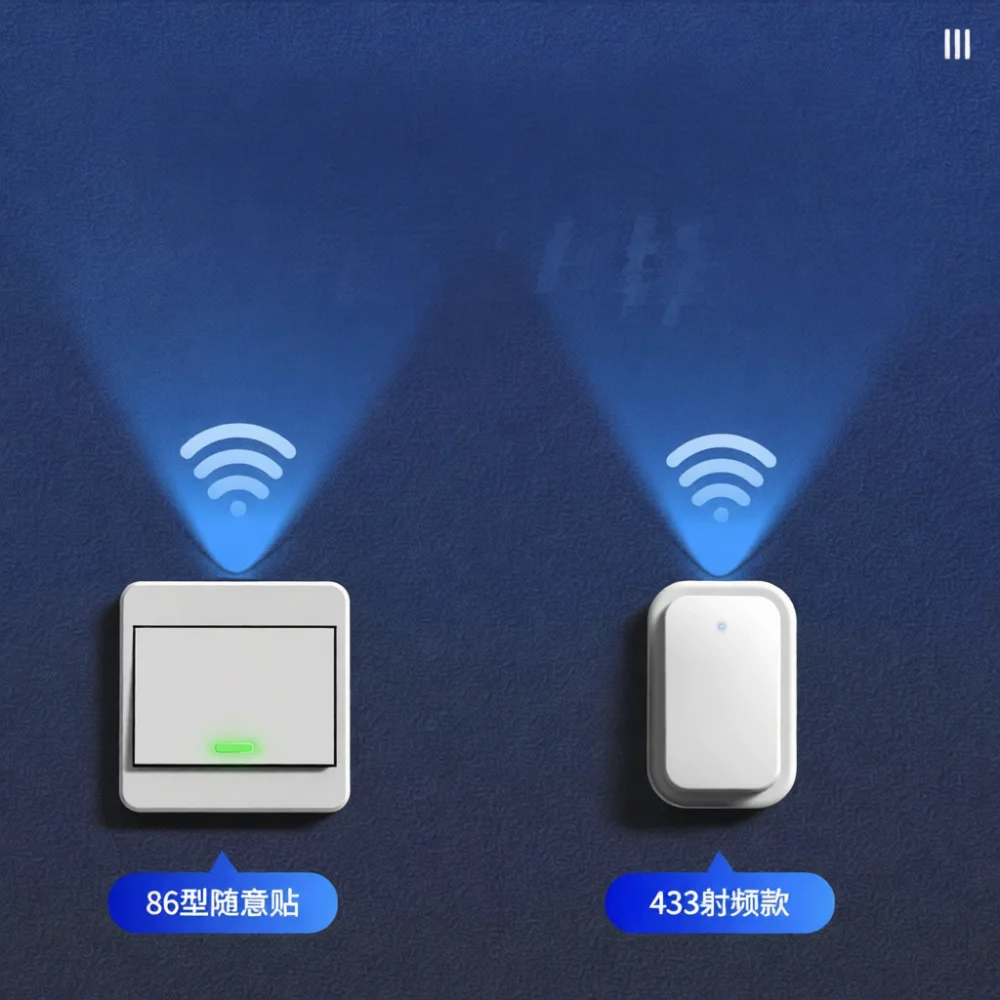 Wireless Light Switch Remote Control Transmitter No Wire Required Easy Stick On Wall Controller For Bedroom Hall