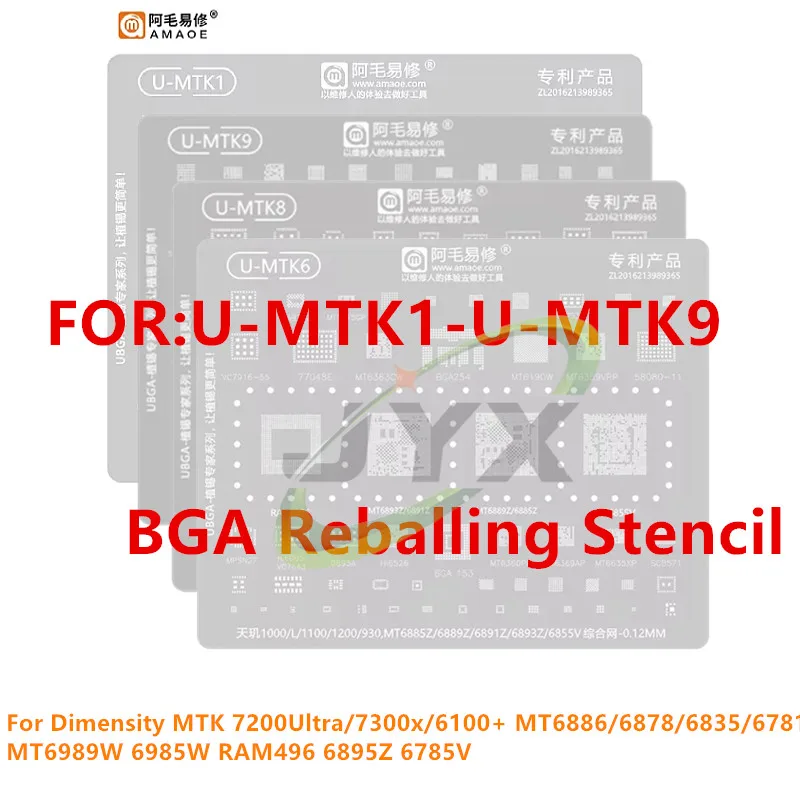 U-MTK1-9 BGA Reballing Stencil For Dimensity MTK 7200Ultra/7300x/6100+ MT6886/6878/6835/6781V MT6989W 6985W RAM496 6895Z 6785V