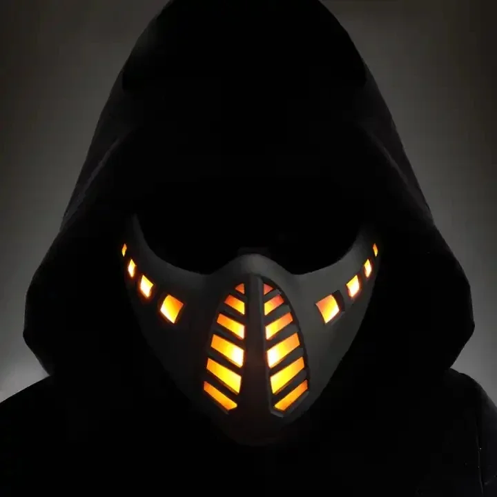 Fashion Cyberpunk Led Mask Halloween Christmas Party Mask Light Up Cosplay Cyberpunk Face Mask
