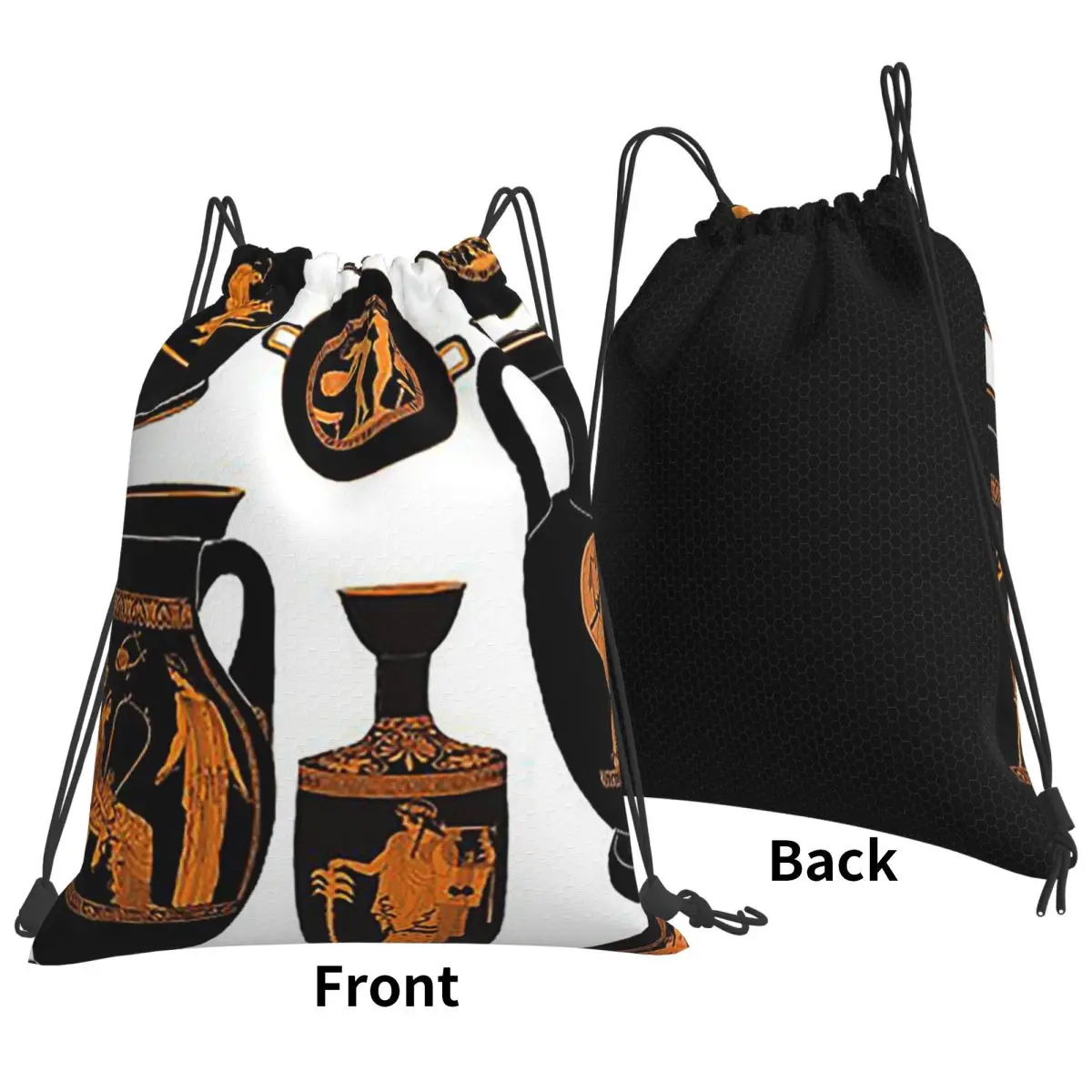 Red Figure Pottery Backpacks Fashion Portable Drawstring Bags Sports Bag Book Bags For Travel School