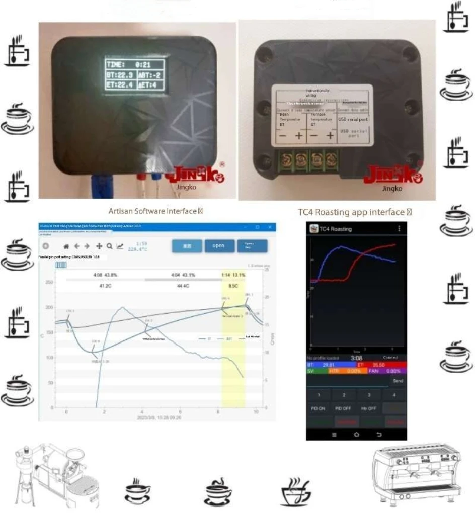 Baking Beans, Coffee Beans, Artisan Intelligent Dual Channel Bluetooth Thermometer Displays Real-Time Btet Curve Ror