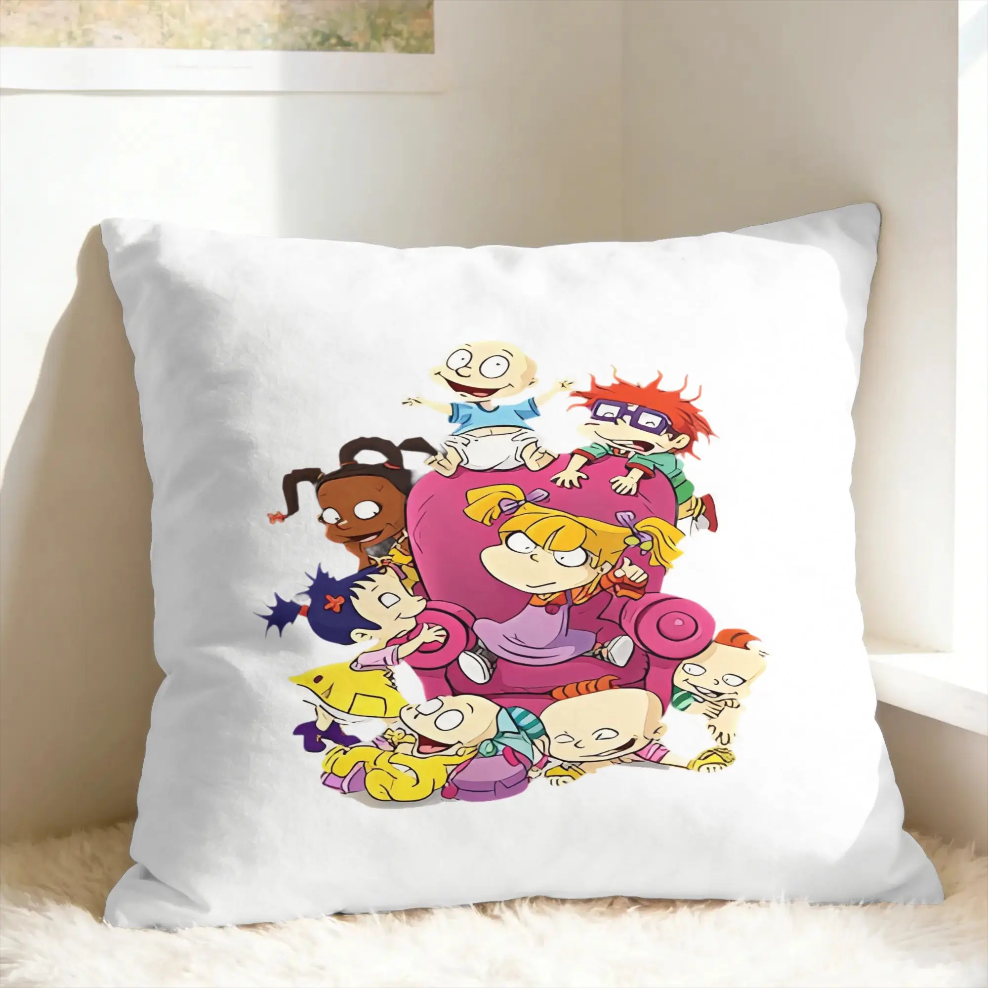 Nostalgias Rugrats Pillow Cover  Novelty Pillow Case For Living Room Bed Chair Square Pillowcases Gift Idea