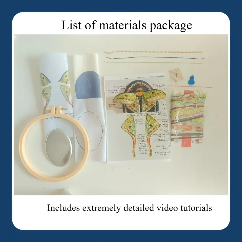Handgefertigtes 3D-Stickerei-Set mit Motten-Motiven, DIY-Materialpaket mit 9 verschiedenen Stilen zur Auswahl. Retro-Perlen-Sets – Detail 11