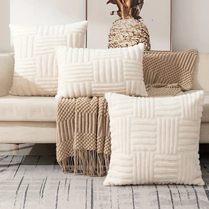 Boho Synthetic Skin Plush Pillow, Cream, White, Soft, Cute, Decorative, Sofa Plan, Sofa, Luxury, 1 piece 10 Main Sales Boho Cushion Cover - №1