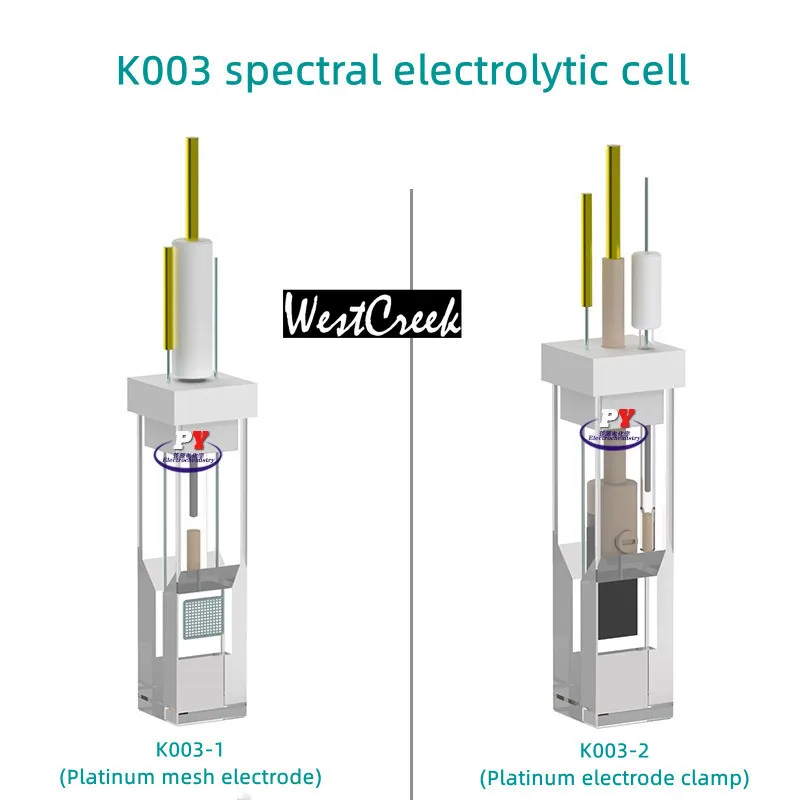 WESTCREEK K003 Photoelectrochemical Cell, Quartz Electrolytic Cell, Spectroelectrochemical Cell, 2mm Gap. Complete Set.