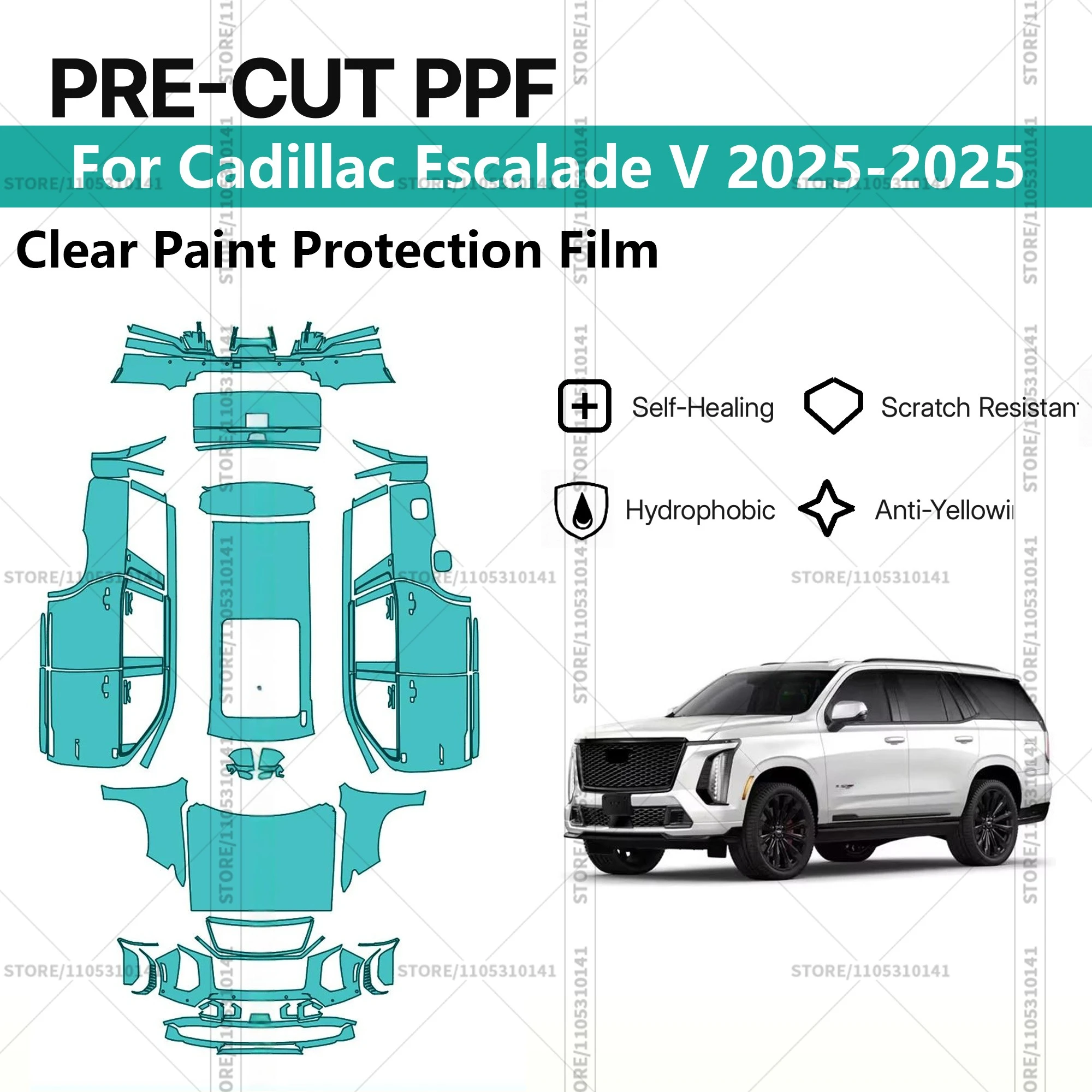 For Cadillac Escalade V 2025-2025 Pre-Cut Paint Protection Film PPF Transparent Car Film Professional Automotive PPF