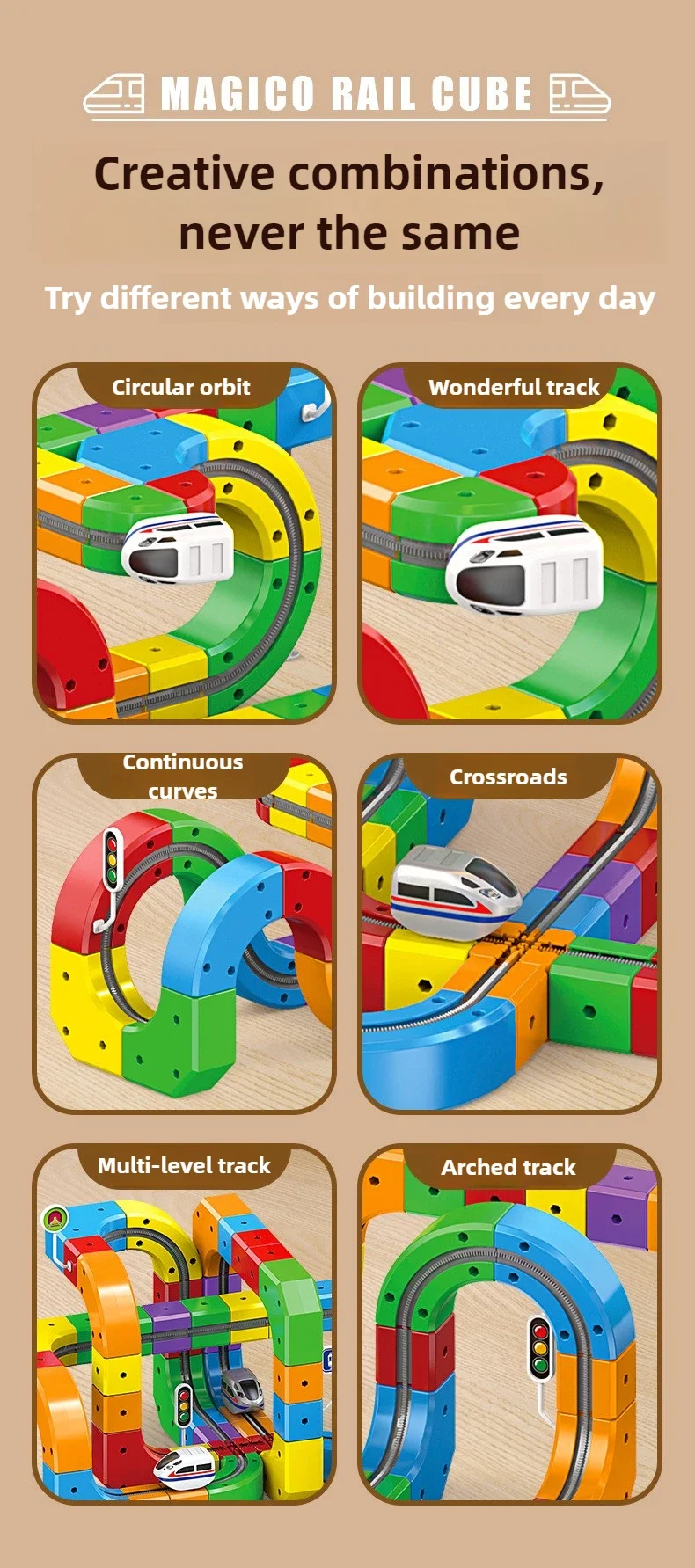 Children DIY Building Blocks Educational Toy Magnetic Rail Car Cube Toys Magical Track Train Construction Kids Christmas Gifts
