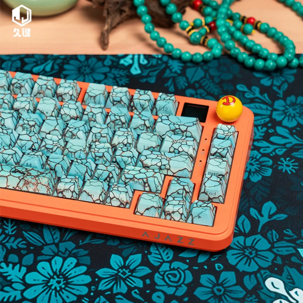 For Wooting Turquoise Fissures Keycaps Set Ceramics 137keys Artisan Cherry Profile KeyCaps Mechanical Keyboard Game Accessory