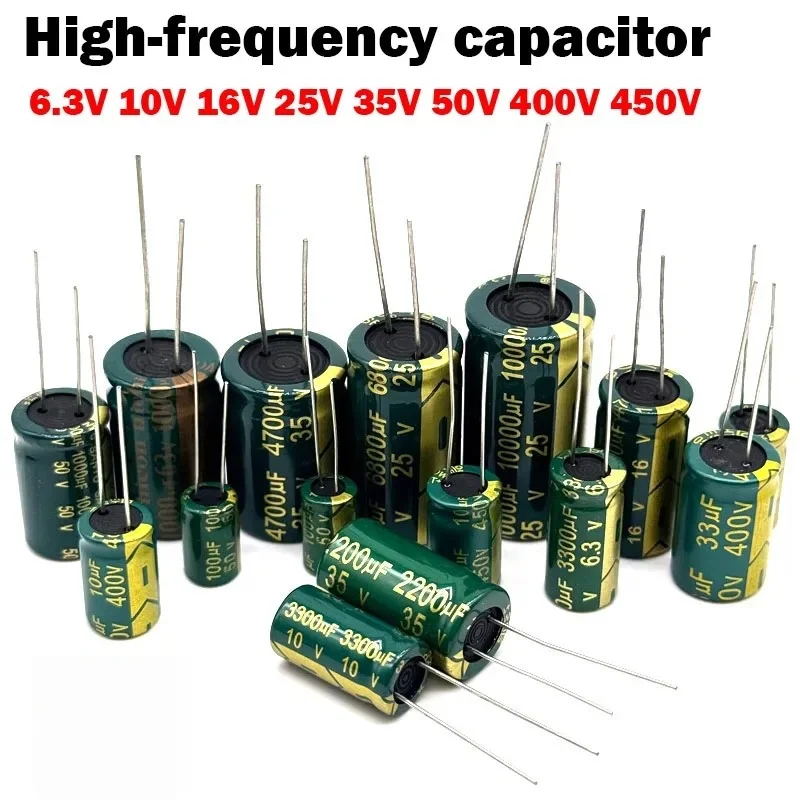 High‑Frequency Low ESR Electrolytic Capacitor 6.3V 10V 16V 25V 35V 50V 400V 450V Multiple Values For Power Supply Circuit Repair