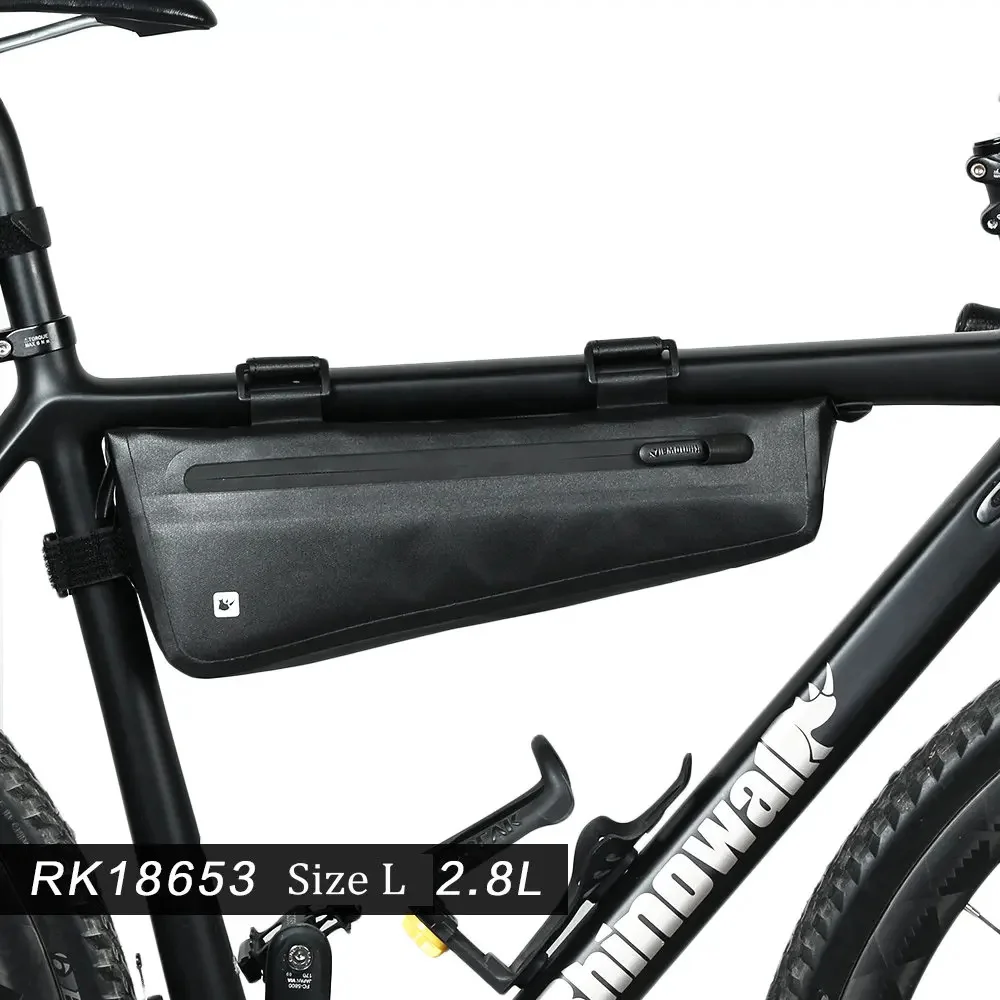 Rhinowalk Bike Triangle Frame Bag Full Waterproof Front Tube Cycling Bag 2.2L for Road MTB Foldable Bike Storage Tool Panniers