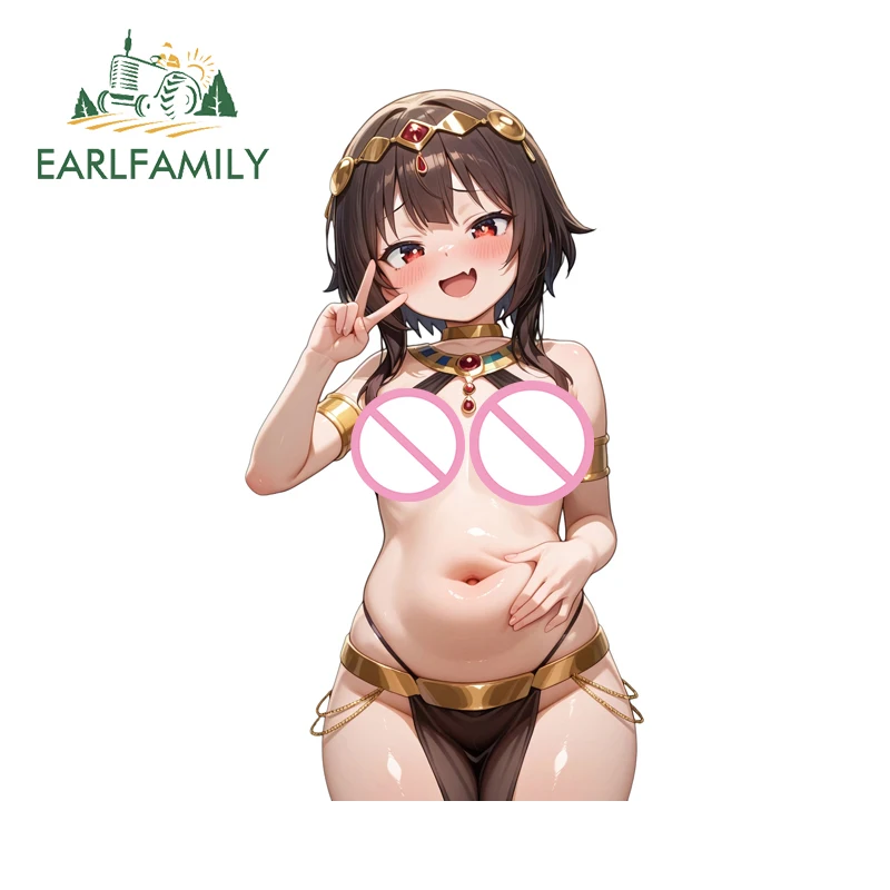 

EARLFAMILY Chibi Megium NSFW Car Stickers Hot Anime Theme Fuel Tank Cap Trunk Decals Waterproof Sunscreen Car Accessories Decor