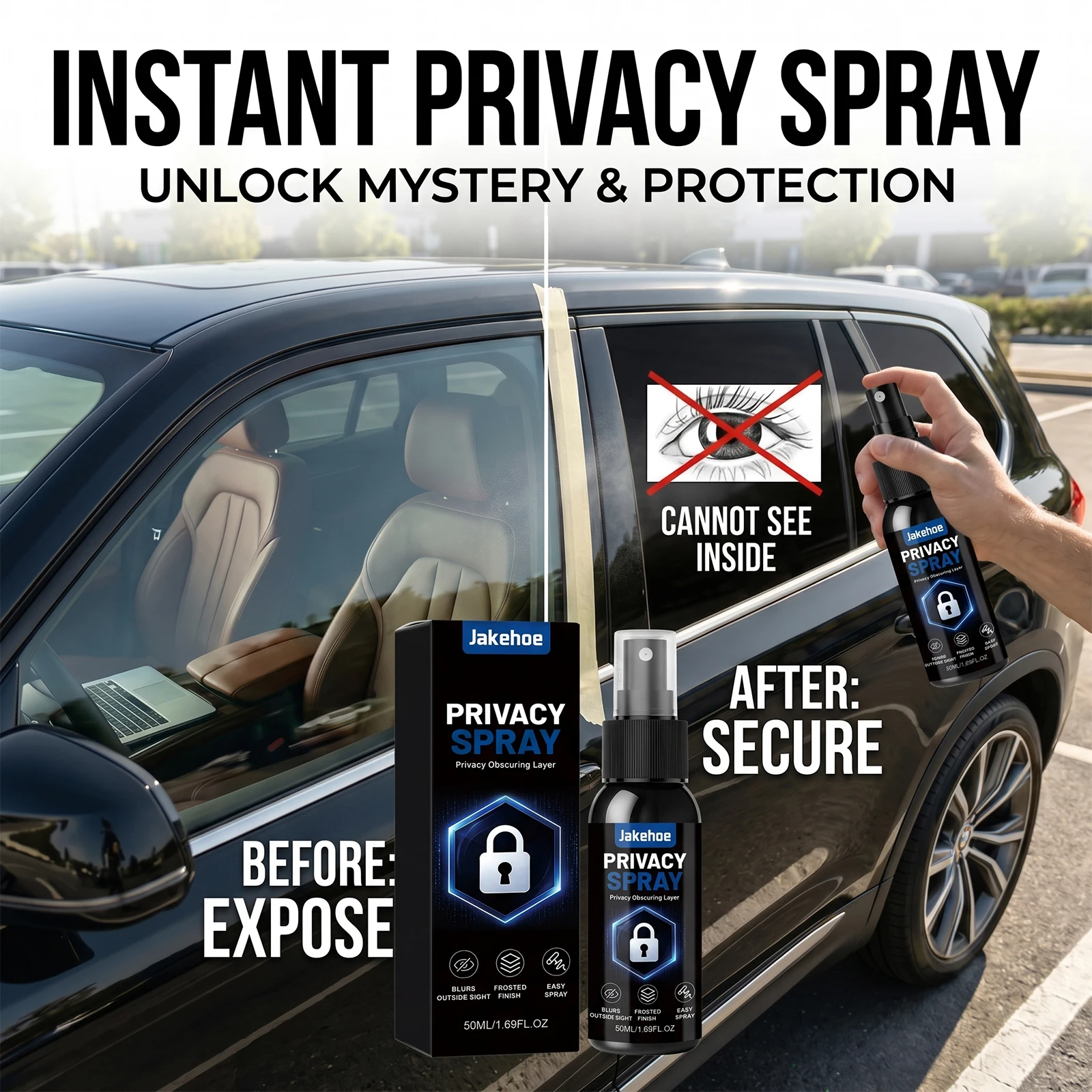New one-way anti-peeping spray is suitable for car glass and home security, anti-peeping, and privacy protection purposes