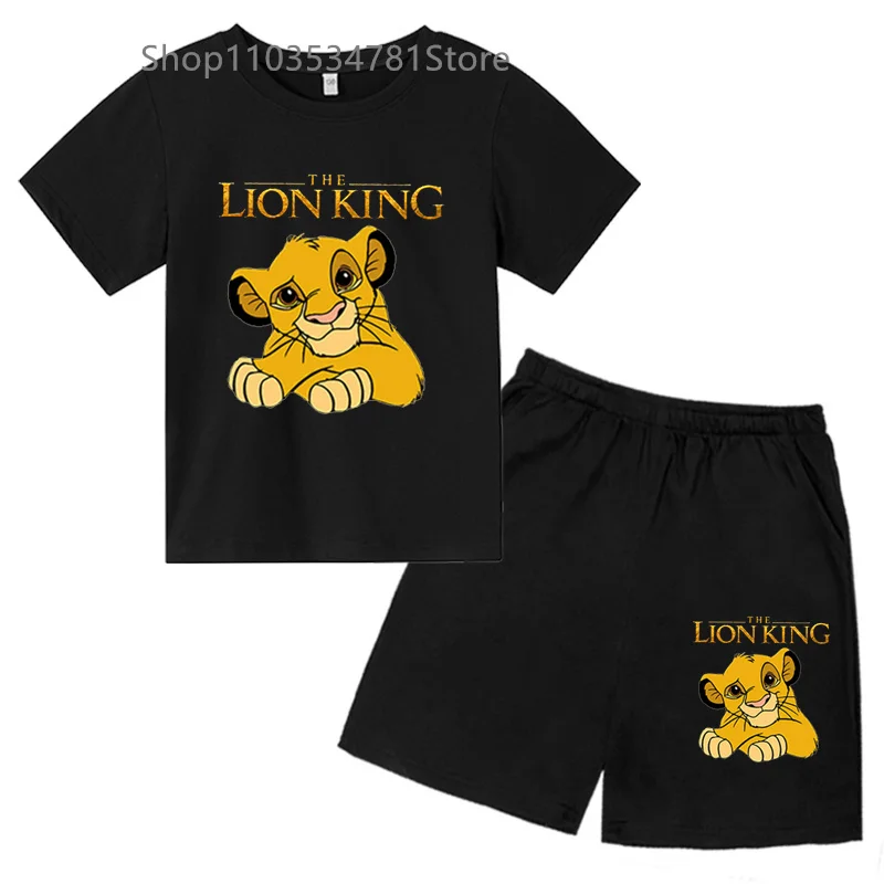 Summer kids Animal Lion King T-shirt Set Boys' Clothing Leisure Cotton Pikachu Print Short Sleeve Children's clothes Cartoon