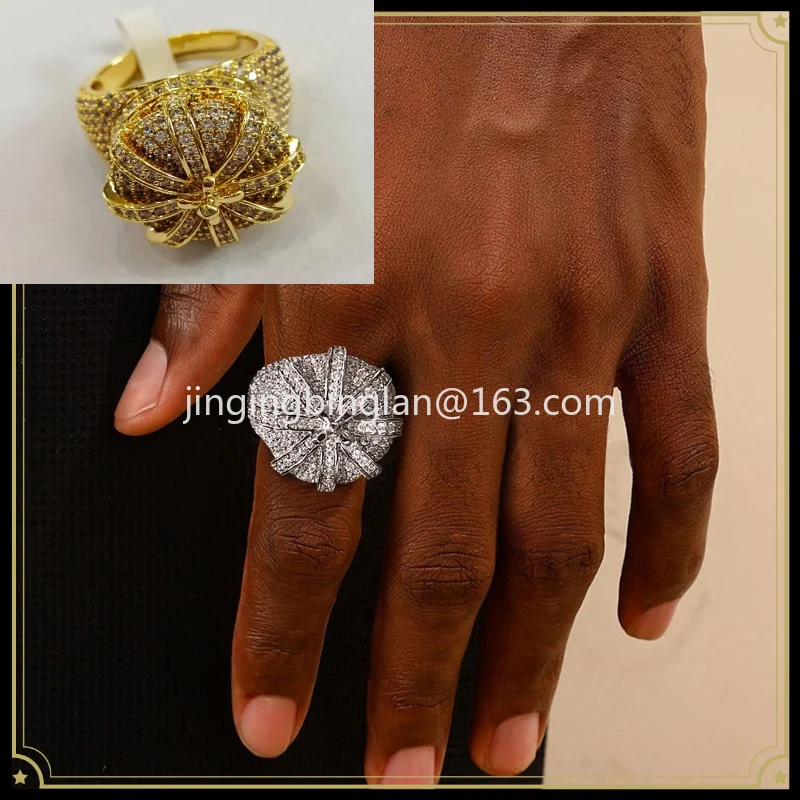 2026 New Full Diamond Crown Ring Premium Diamond Set Hip Hop Ring Ornament Model