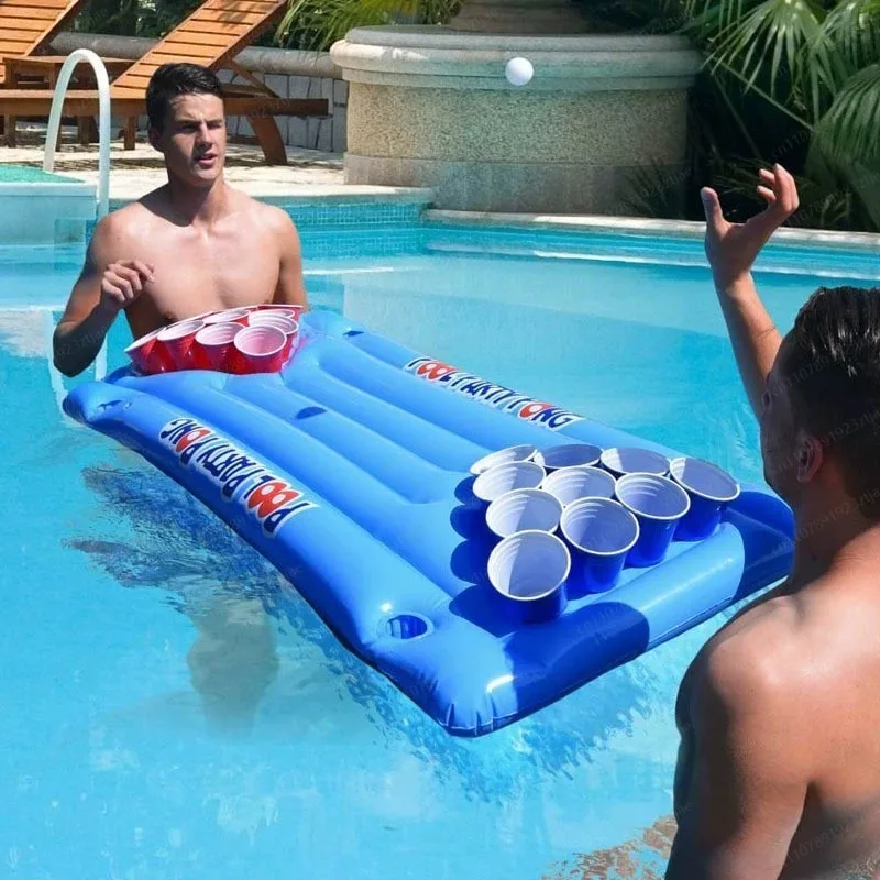 Multifunctional Inflatable PVC Floating Bed – Cup Holder Pool Float Mat & Drink Raft for Adult Leisure