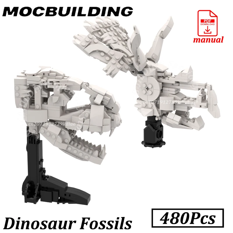 

Модель черепа окаменелости динозавра Юрского периода, здания T-Rex, MOC, строительные блоки, трицератопс, кирпичи, строительные игрушки, подарки