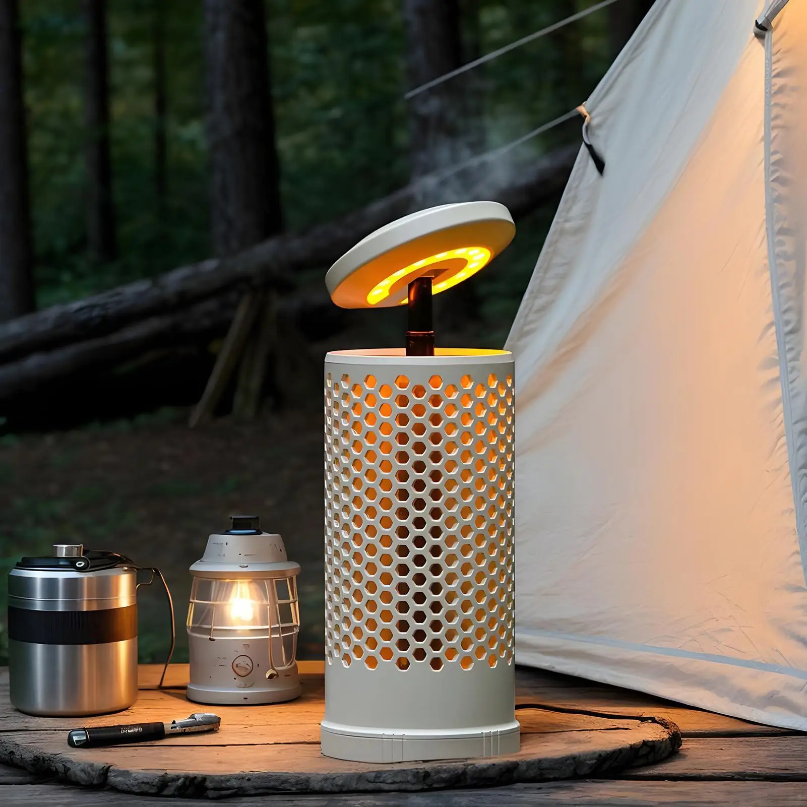 

Camping Lantern LED Camping Lamp Rechargeable Work Light Hangable Handheld Retractable Double Color Waterproof for Beach Tent