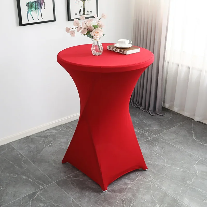 Cocktail Table Cloth Wedding Cover Spandex Round High Bar Birthday Party Show Hotel Decoration Four Legs Round Base