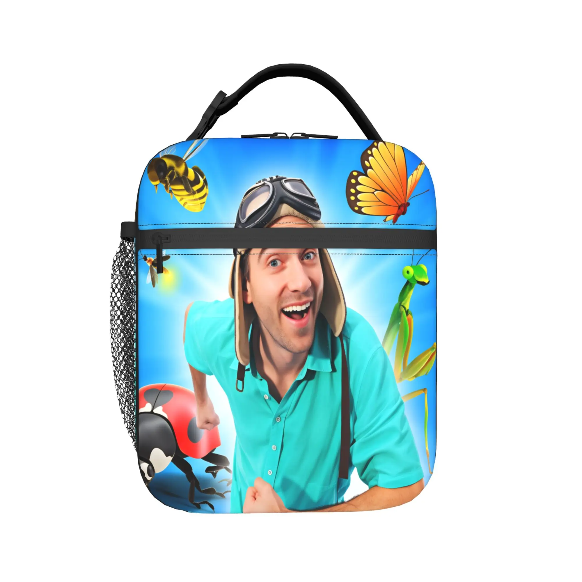 Dannys Go Lunch Bag  Vintage Lunch Box Travel Portable Zipper Thermal Tote Handbags For Unisex Oxford Print Cooler Bag