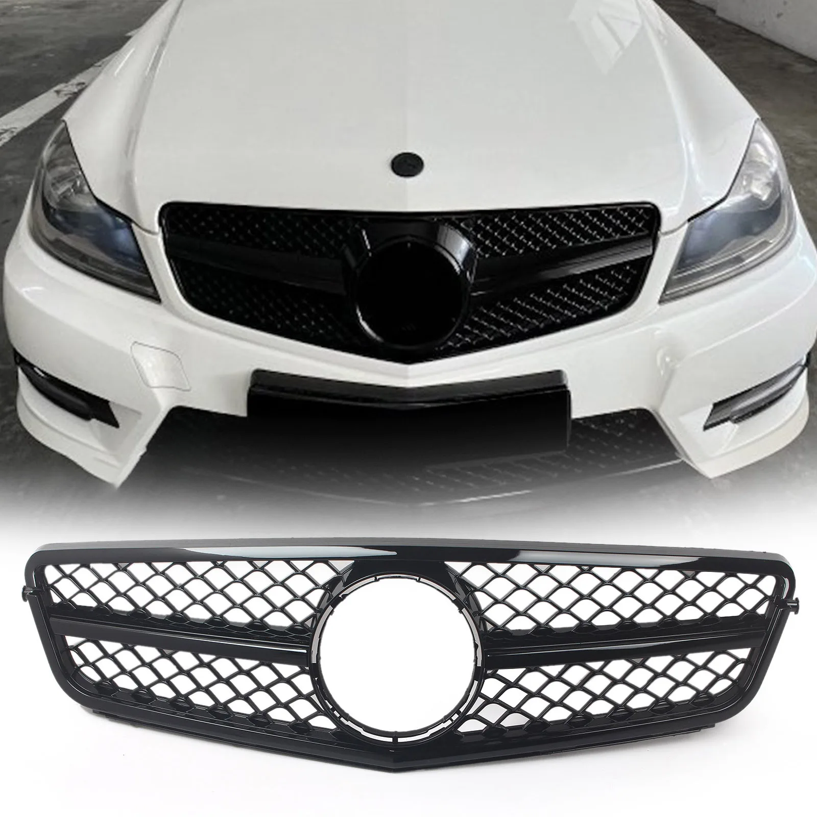 

Grill Gloss Black AMG C63 Style For 2007-2014 Mercedes-Benz W204 C-Class