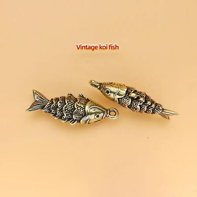 Vintage Koi-Fisch Schlüsselanhänger Anhänger Zubehör Messing Miniaturen Tischdekoration Klassische Kleine Tierfiguren Teehaustier Wohndekoration – Detail 4