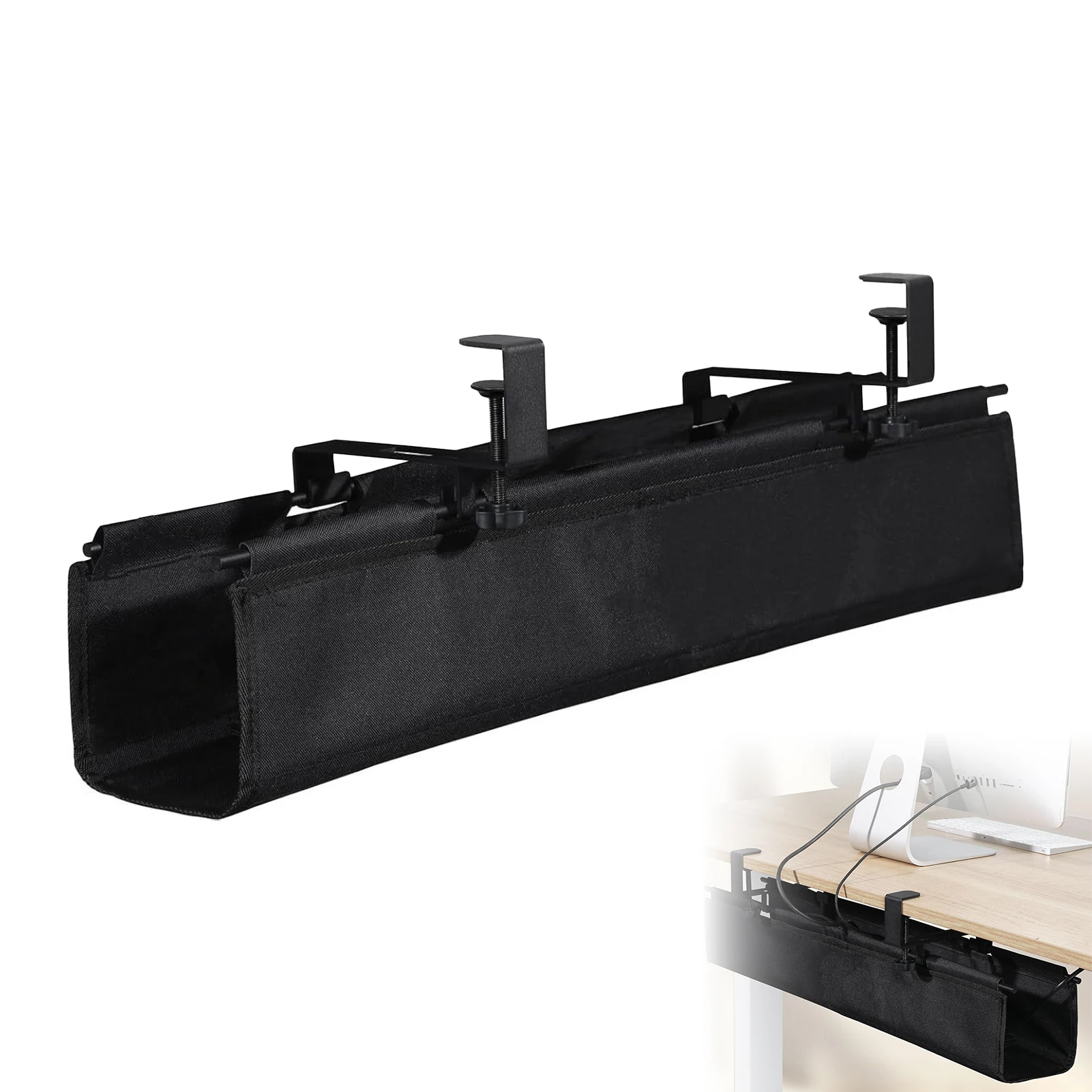 Minimalist Cable Management Box Hidden Wire Organizer for Home Office Desk PC Laptop Setup Durable Metal Cord Hider Tray