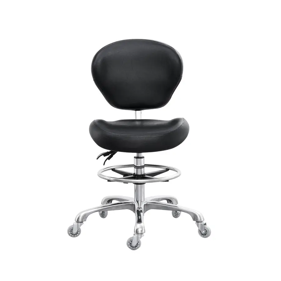 

Стул для черчения, регулируемый высокий табурет для магазина, табурет на колесиках с поддержкой спинки для студии, классной комнаты, лаборатории, стойки, медицинский черный