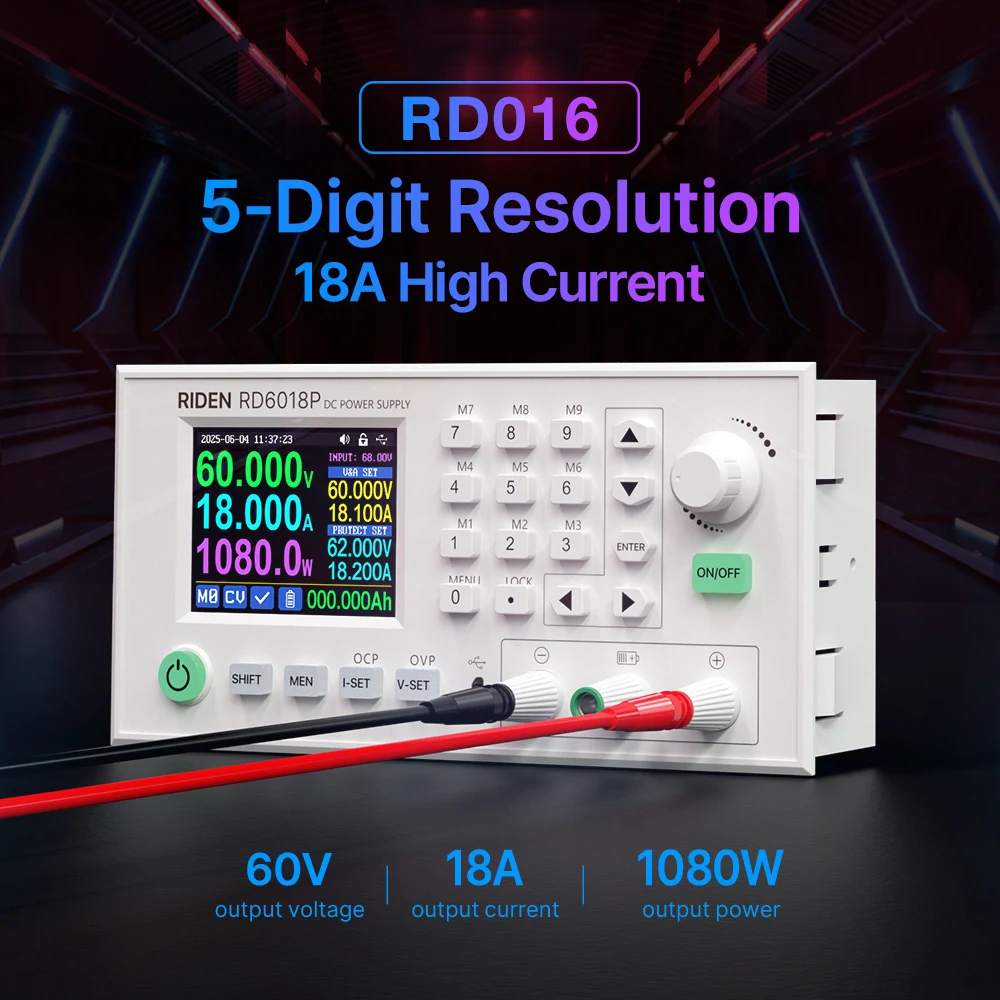 Rd rd6018p dc fonte de alimentação 60v 18a display de 5 dígitos ajustável step down buck conversor placa de comunicação pc proteger & 1200w psu