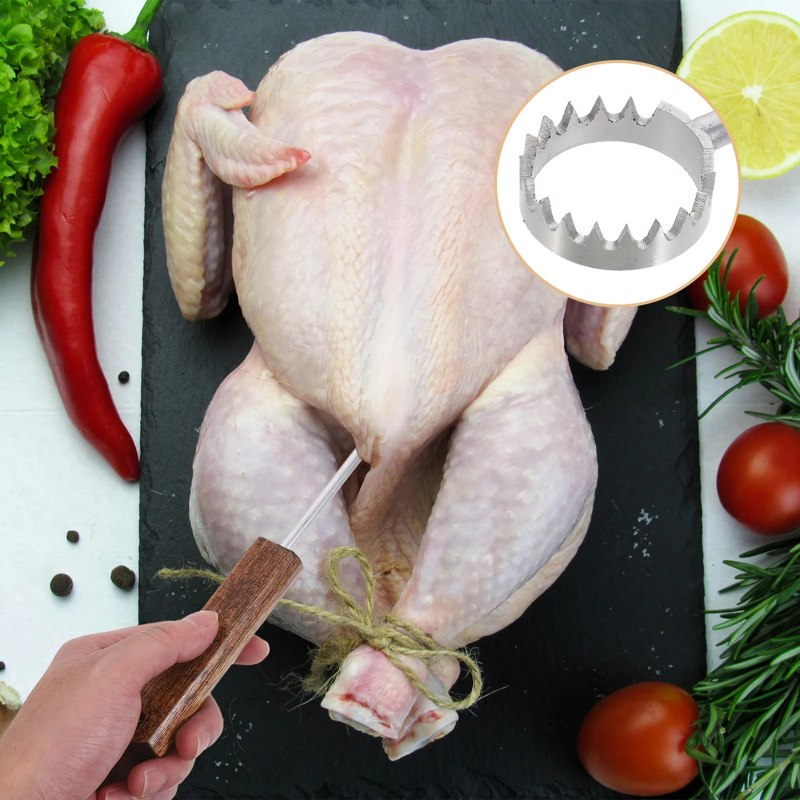 Chicken Lung Remover Tool 2Pcs Stainless Steel Poultry Cavity Scraper Manual Evisceration Farm Cleaning
