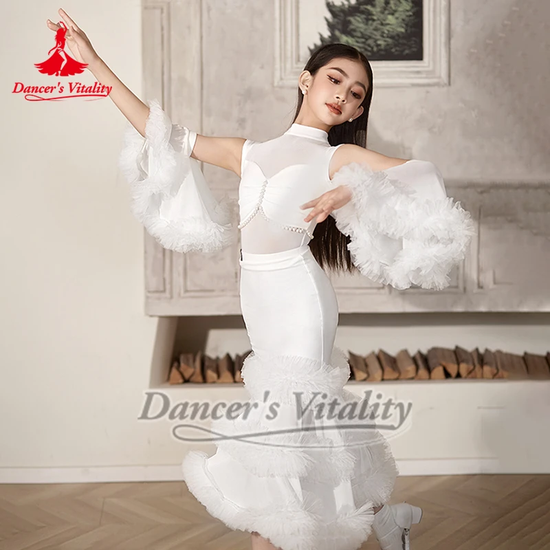 Bambino Danza sociale latina Esegui e tuta da allenamento Vitalità del ballerino Abito di garza Gonna con frange Una varietà di stili coordinati di abbigliamento