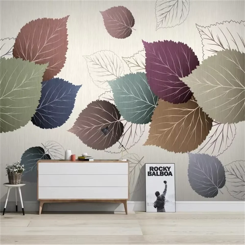 

Custom Nordic plant leaves retro wallpapers for living room mural TV background papel de parede 3D mural wallpaper Stickers