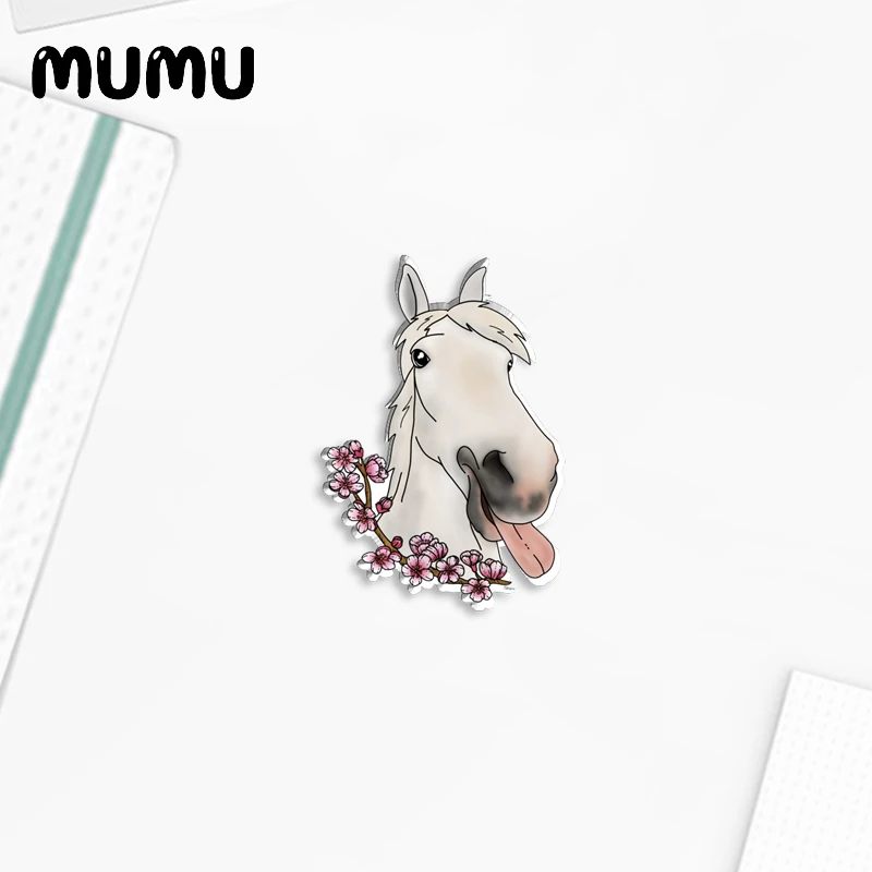 2023 New Horse with Sunflower Lapel Pin Animal Art Acrylic Brooches Handmade Epoxy Jewelry Shirt Bag Badge