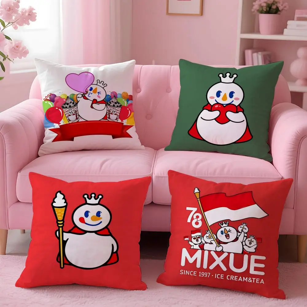 MIXUE Ice Cream & Tea Cushion Cover Short Plush Double-Sided Printing Home Machine Washable in Warm Winter Pillow Case