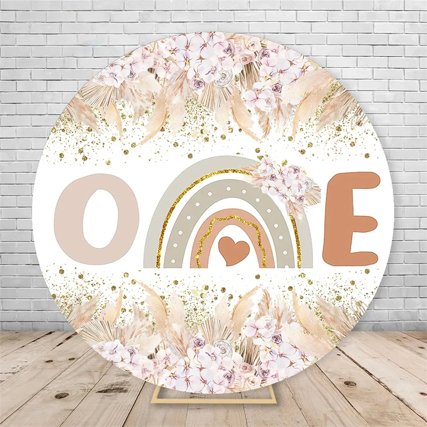 Round Background Cover Bohemian Rainbow Boy Girl 1st Birthday Party Elastic Background Photography Studio Supplies