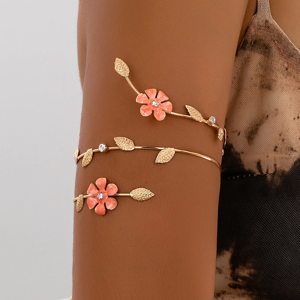 حزام يد نسائي على شكل زهرة كرمة ستيريو وألوان متعددة للاختيار من بينها. حزام الذراع مناسب للارتداء اليومي والعطلات #2